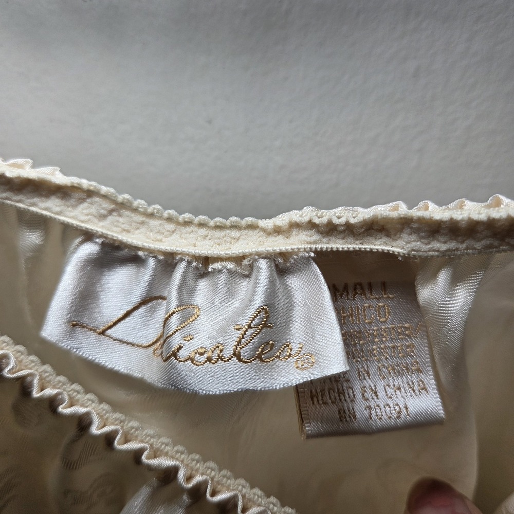 Jacquard Lace Cami Sequin Slip Top & Bottom Set Small Y2K Coquette Fairy Bride - Picture 8 of 13